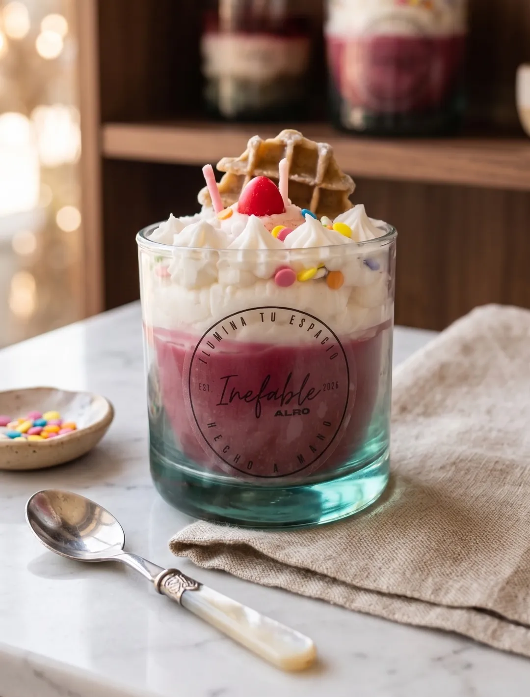 Vela Aromática Artesanal Postre con Helado
