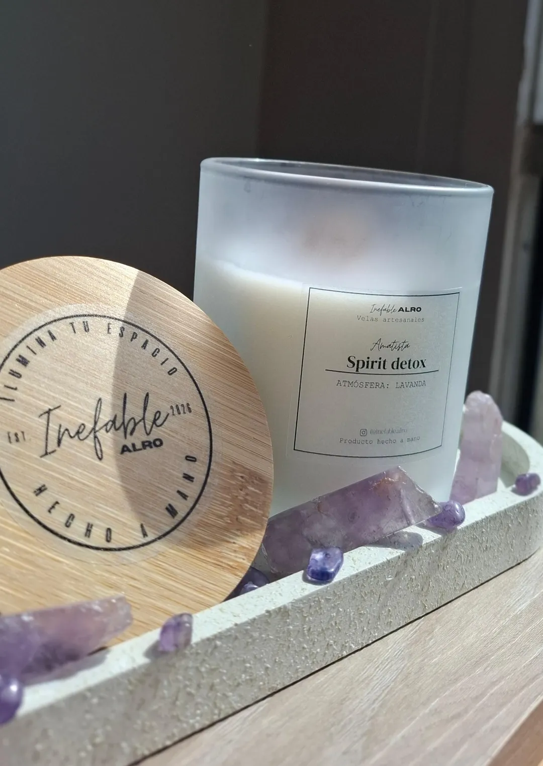 Vela Aromática de Intención Spirit Detox – Cuarzo Amatista